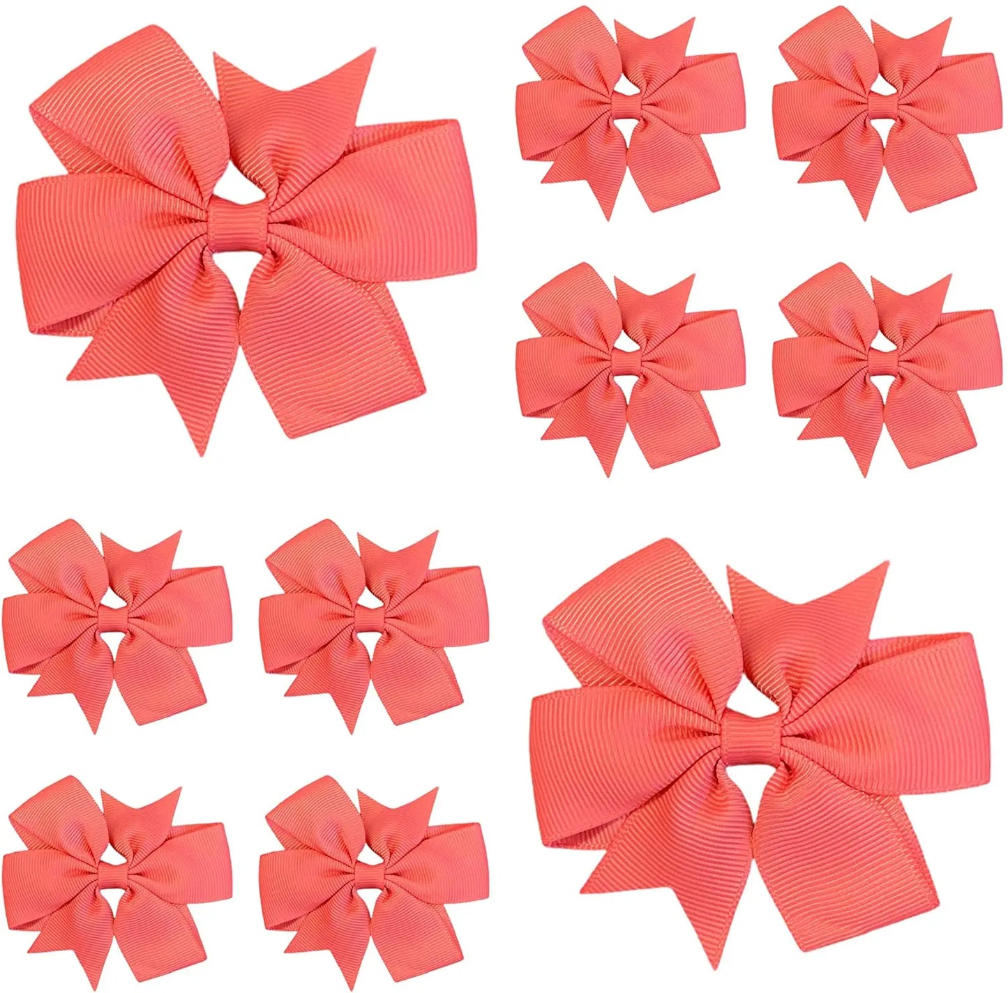 Hair Bows Clips Slides 3" inch Pinwheel Salmon Pink - Lilium Kids