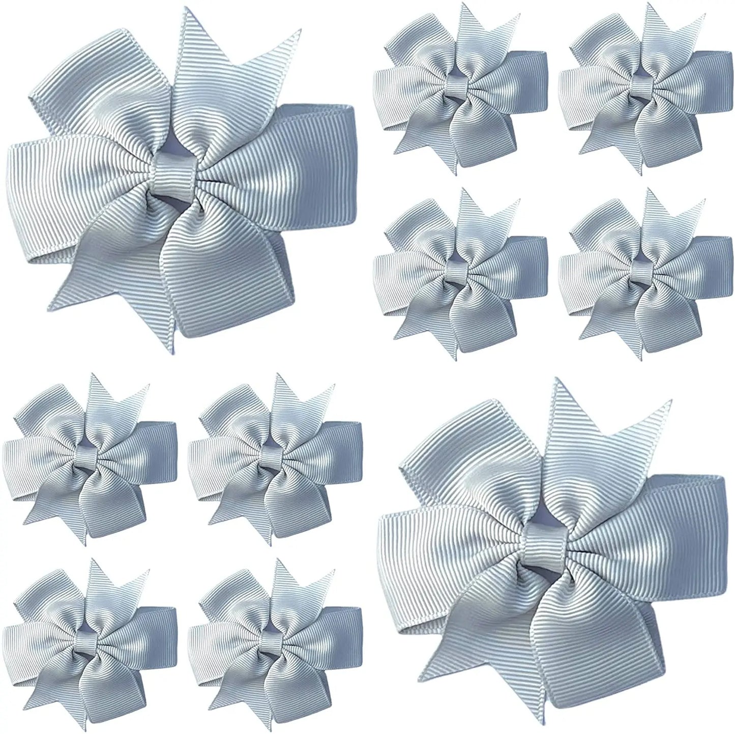 Hair Bows Clips Slides 3" inch Pinwheel Silver/Light Grey - Lilium Kids