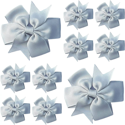 Hair Bows Clips Slides 3" inch Pinwheel Silver/Light Grey - Lilium Kids