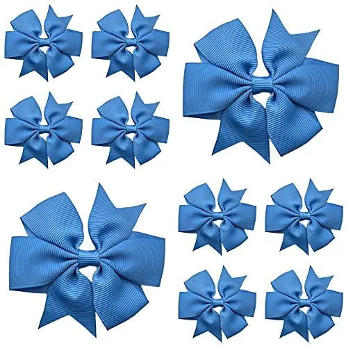 Hair Bows Clips Slides 3" inch Pinwheel Sky Blue - Lilium Kids