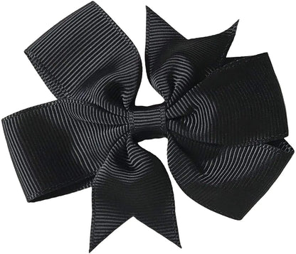 Hair Bows Clips Slides 3" inch Pinwheel Solid Black - Lilium Kids