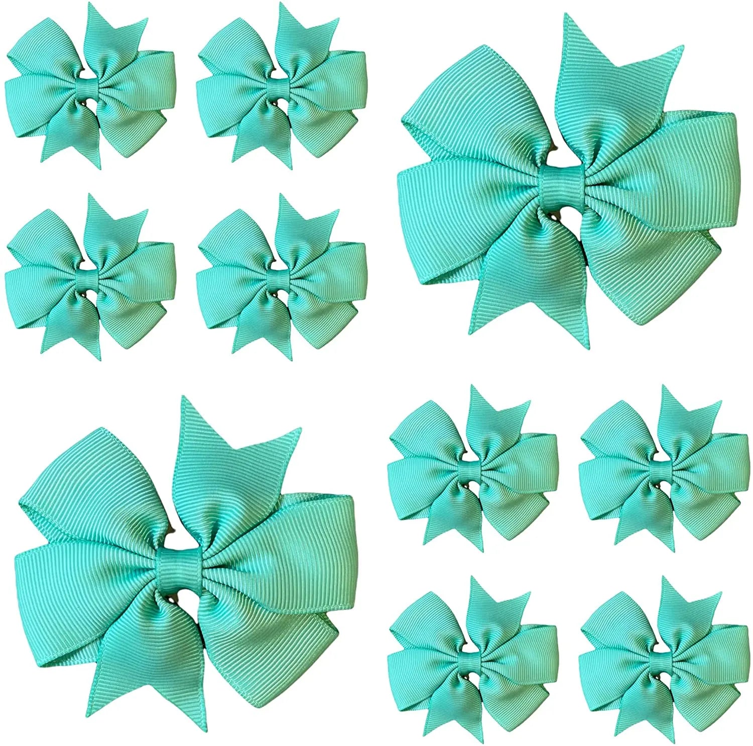 Hair Bows Clips Slides 3" inch Pinwheel Spearmint - Lilium Kids