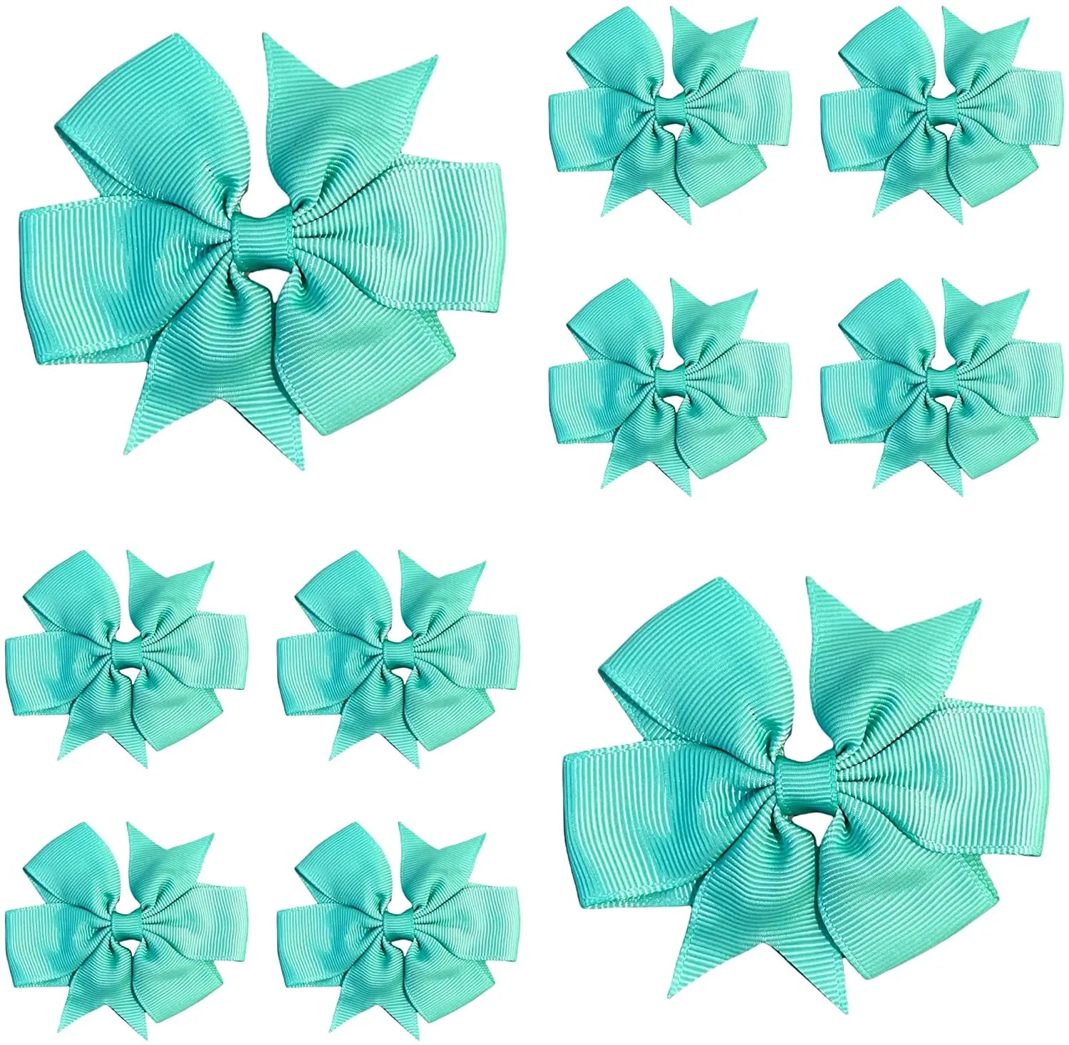 Hair Bows Clips Slides 3" inch Pinwheel Turquoise - Lilium Kids