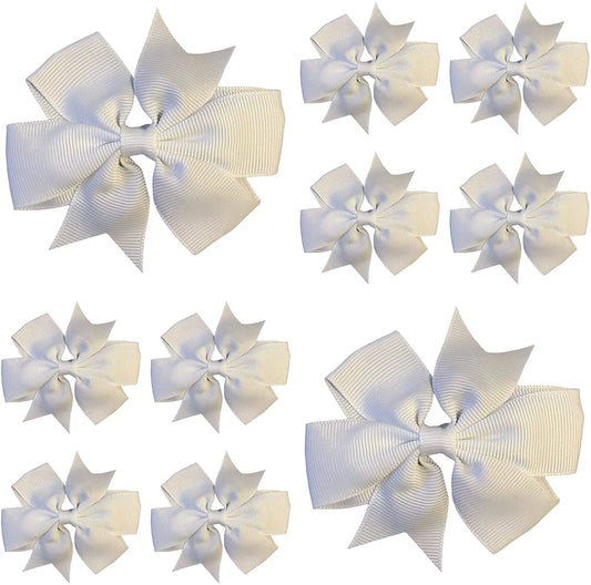 Hair Bows Clips Slides 3" inch Pinwheel White - Lilium Kids