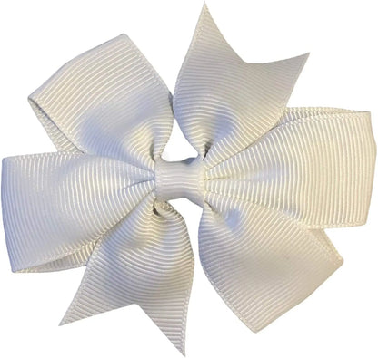 Hair Bows Clips Slides 3" inch Pinwheel White - Lilium Kids