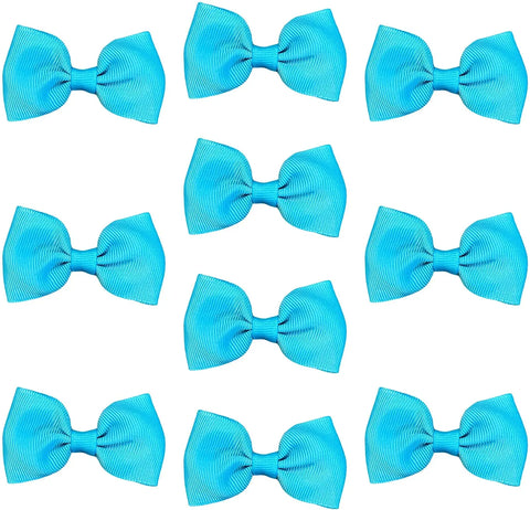 Hair Bows Clips Slides Grips 2.7" inch Solid Vibrant Aqua Blue - Lilium Kids