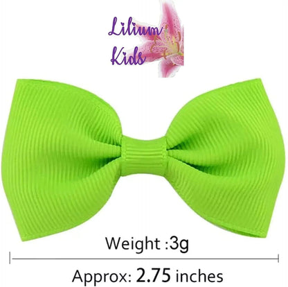 Hair Bows Clips Slides Grips 2.7" inch Solid Vibrant Bubble Gum - Lilium Kids