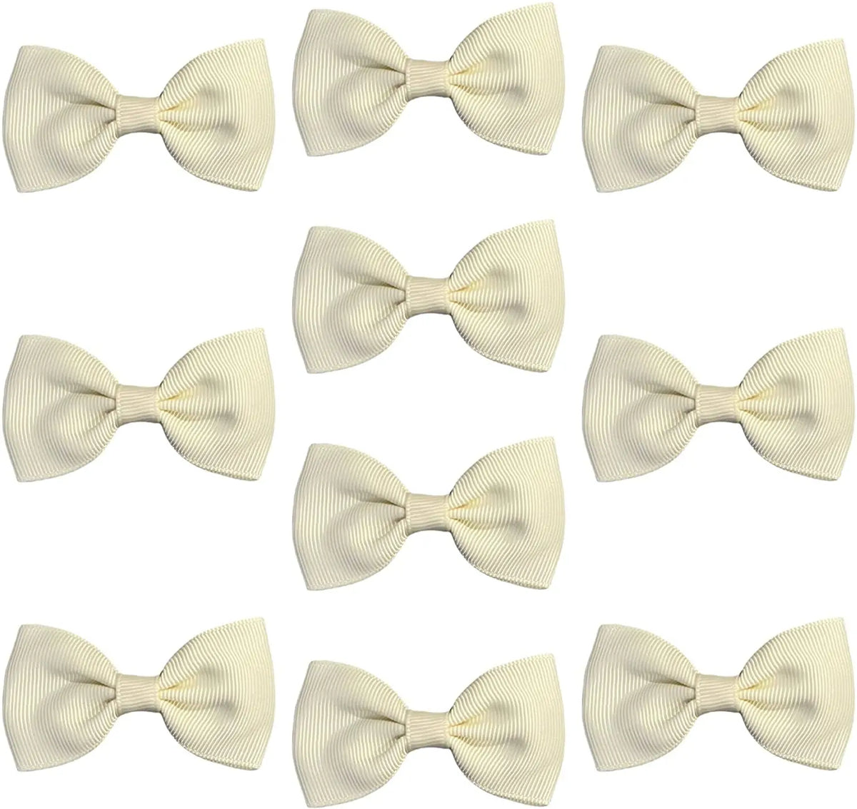 Hair Bows Clips Slides Grips 2.7" inch Solid Vibrant Cream - Lilium Kids