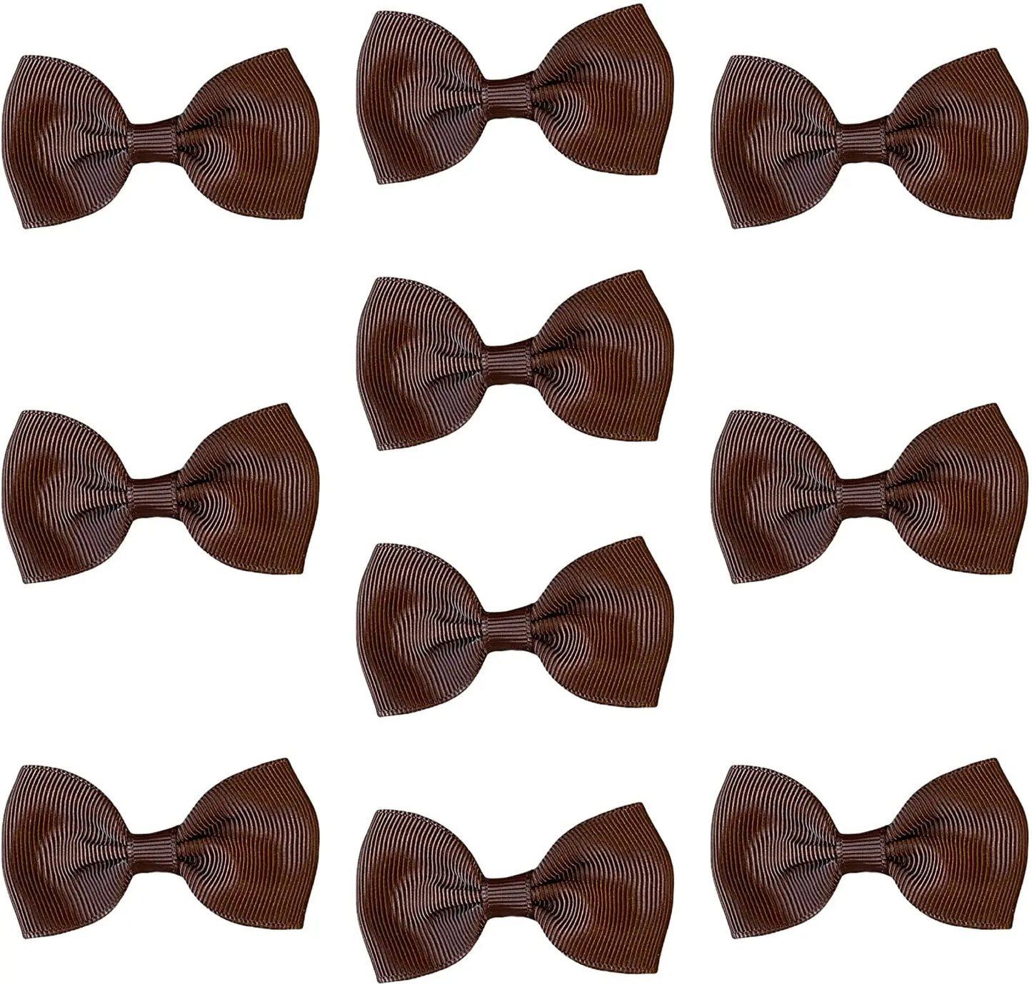 Hair Bows Clips Slides Grips 2.7" inch Solid Vibrant Dark Brown - Lilium Kids