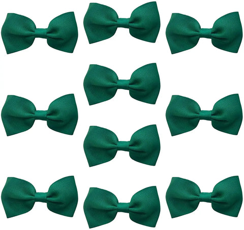 Hair Bows Clips Slides Grips 2.7" inch Solid Vibrant Dark Green - Lilium Kids