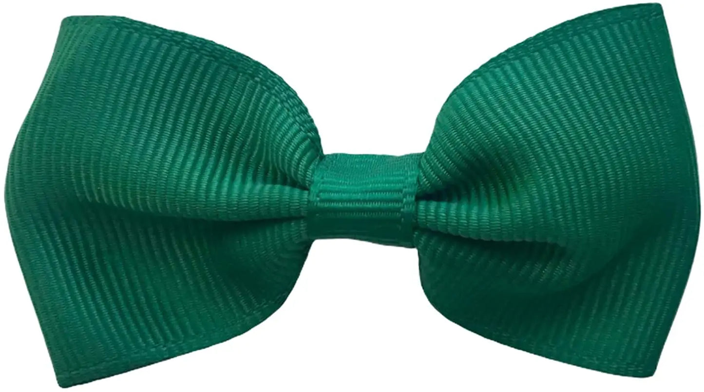 Hair Bows Clips Slides Grips 2.7" inch Solid Vibrant Dark Green - Lilium Kids