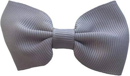 Hair Bows Clips Slides Grips 2.7" inch Solid Vibrant Dark Grey - Lilium Kids