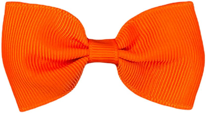 Hair Bows Clips Slides Grips 2.7" inch Solid Vibrant Dark Orange - Lilium Kids