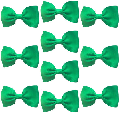 Hair Bows Clips Slides Grips 2.7" inch Solid Vibrant Emerald Green - Lilium Kids