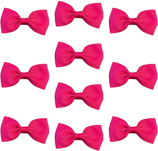 Hair Bows Clips Slides Grips 2.7" inch Solid Vibrant Hot Pink - Lilium Kids