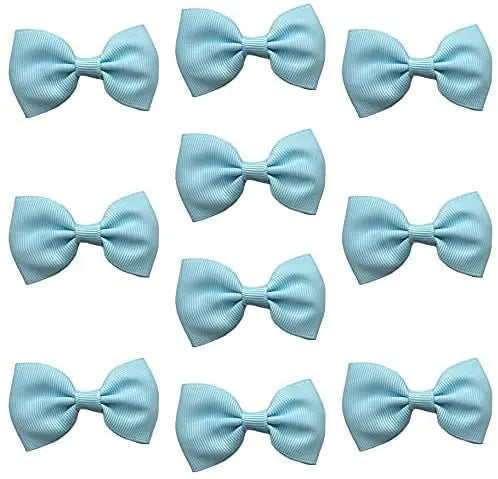 Hair Bows Clips Slides Grips 2.7" inch Solid Vibrant Light Blue - Lilium Kids