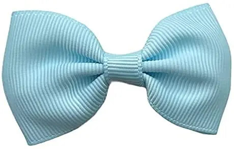 Hair Bows Clips Slides Grips 2.7" inch Solid Vibrant Light Blue - Lilium Kids