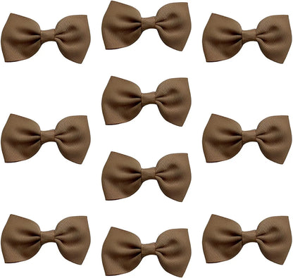 Hair Bows Clips Slides Grips 2.7" inch Solid Vibrant Light Brown - Lilium Kids