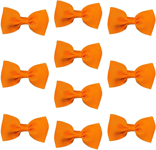 Hair Bows Clips Slides Grips 2.7" inch Solid Vibrant Light Orange - Lilium Kids