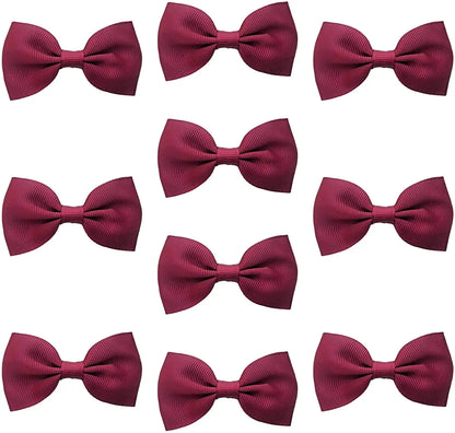 Hair Bows Clips Slides Grips 2.7" inch Solid Vibrant Maroon/Burgundy - Lilium Kids