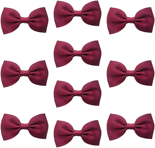 Hair Bows Clips Slides Grips 2.7" inch Solid Vibrant Maroon/Burgundy - Lilium Kids