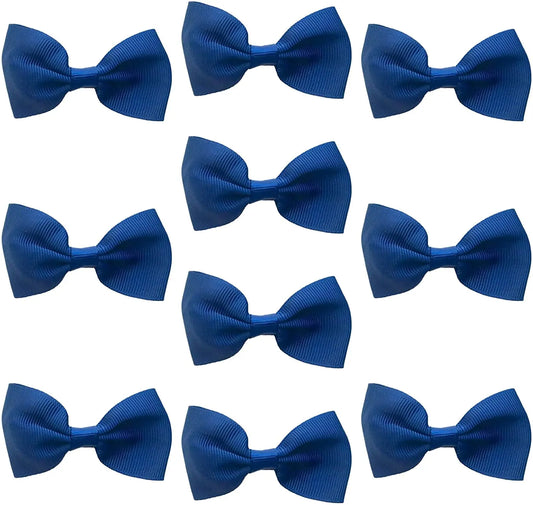 Hair Bows Clips Slides Grips 2.7" inch Solid Vibrant Navy Blue - Lilium Kids