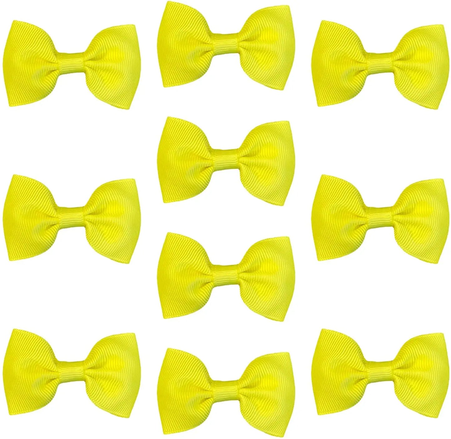 Hair Bows Clips Slides Grips 2.7" inch Solid Vibrant Neon Yellow - Lilium Kids