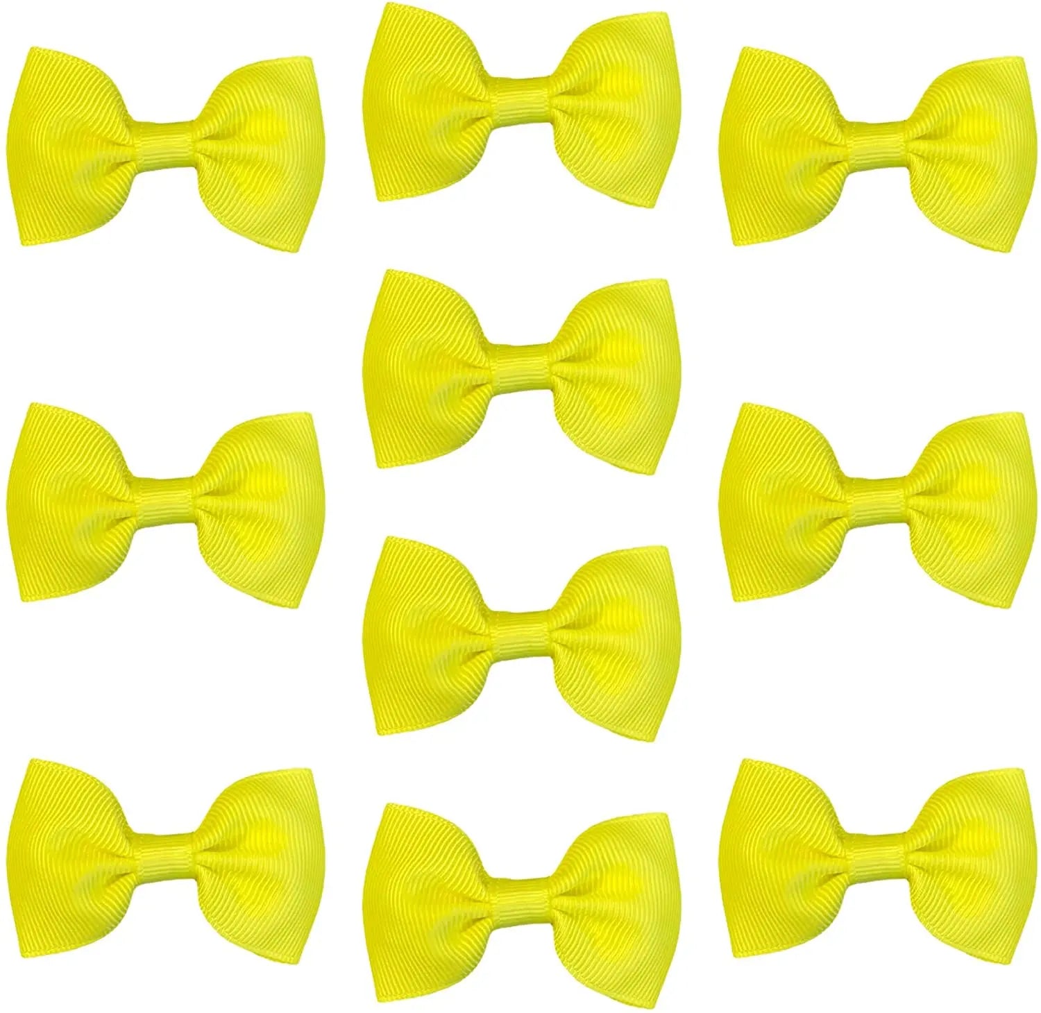 Hair Bows Clips Slides Grips 2.7" inch Solid Vibrant Neon Yellow - Lilium Kids