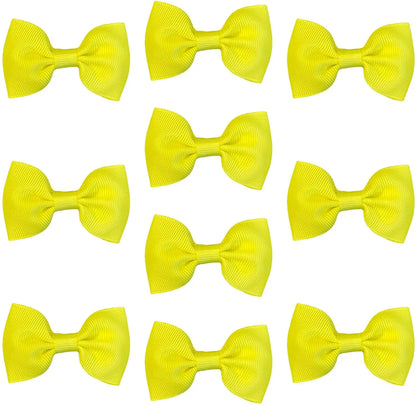 Hair Bows Clips Slides Grips 2.7" inch Solid Vibrant Neon Yellow - Lilium Kids