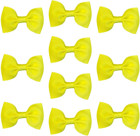 Hair Bows Clips Slides Grips 2.7" inch Solid Vibrant Neon Yellow - Lilium Kids
