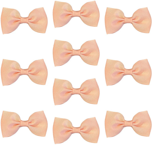 Hair Bows Clips Slides Grips 2.7" inch Solid Vibrant Neutral - Lilium Kids