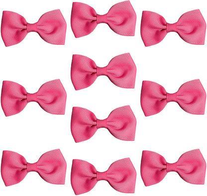 Hair Bows Clips Slides Grips 2.7" inch Solid Vibrant Pink - Lilium Kids