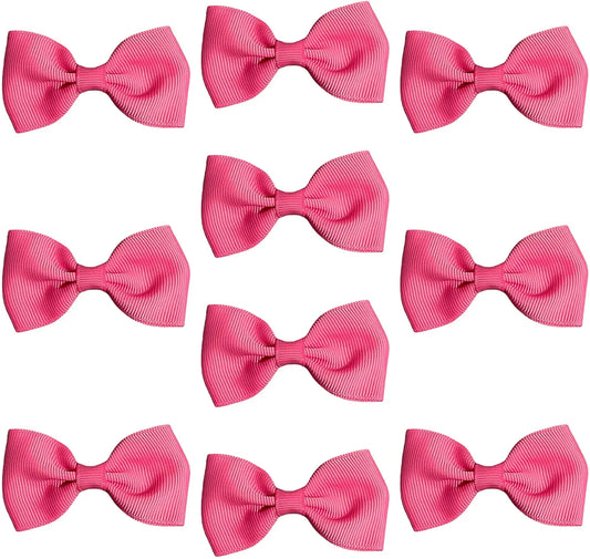 Hair Bows Clips Slides Grips 2.7" inch Solid Vibrant Pink - Lilium Kids