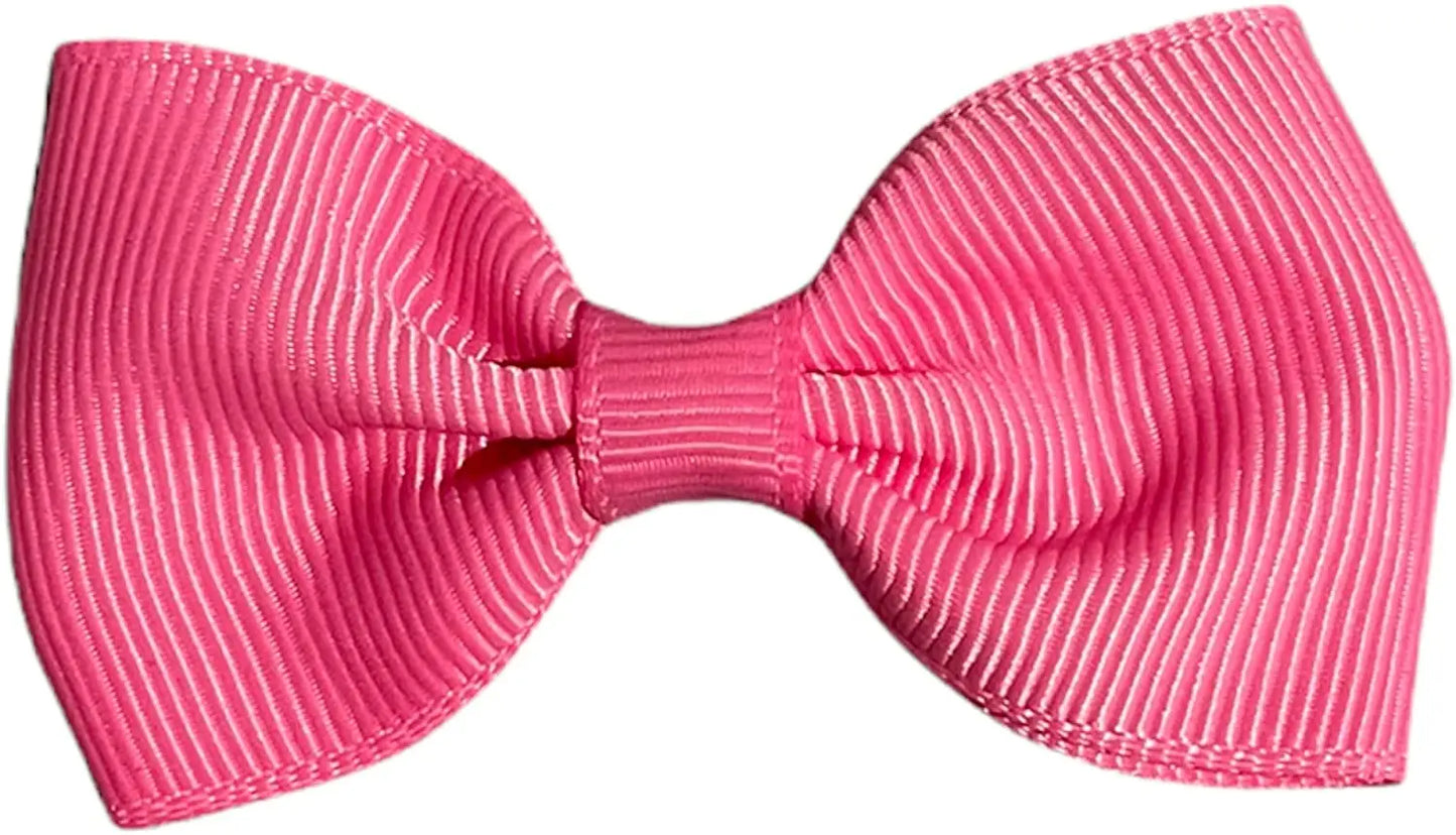 Hair Bows Clips Slides Grips 2.7" inch Solid Vibrant Pink - Lilium Kids