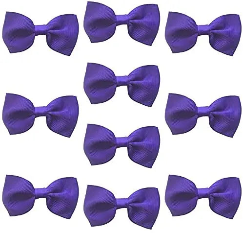 Hair Bows Clips Slides Grips 2.7" inch Solid Vibrant Purple - Lilium Kids