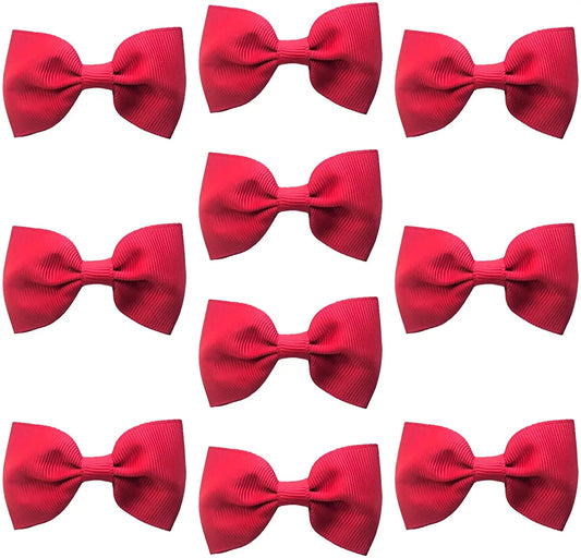 Hair Bows Clips Slides Grips 2.7" inch Solid Vibrant Red - Lilium Kids