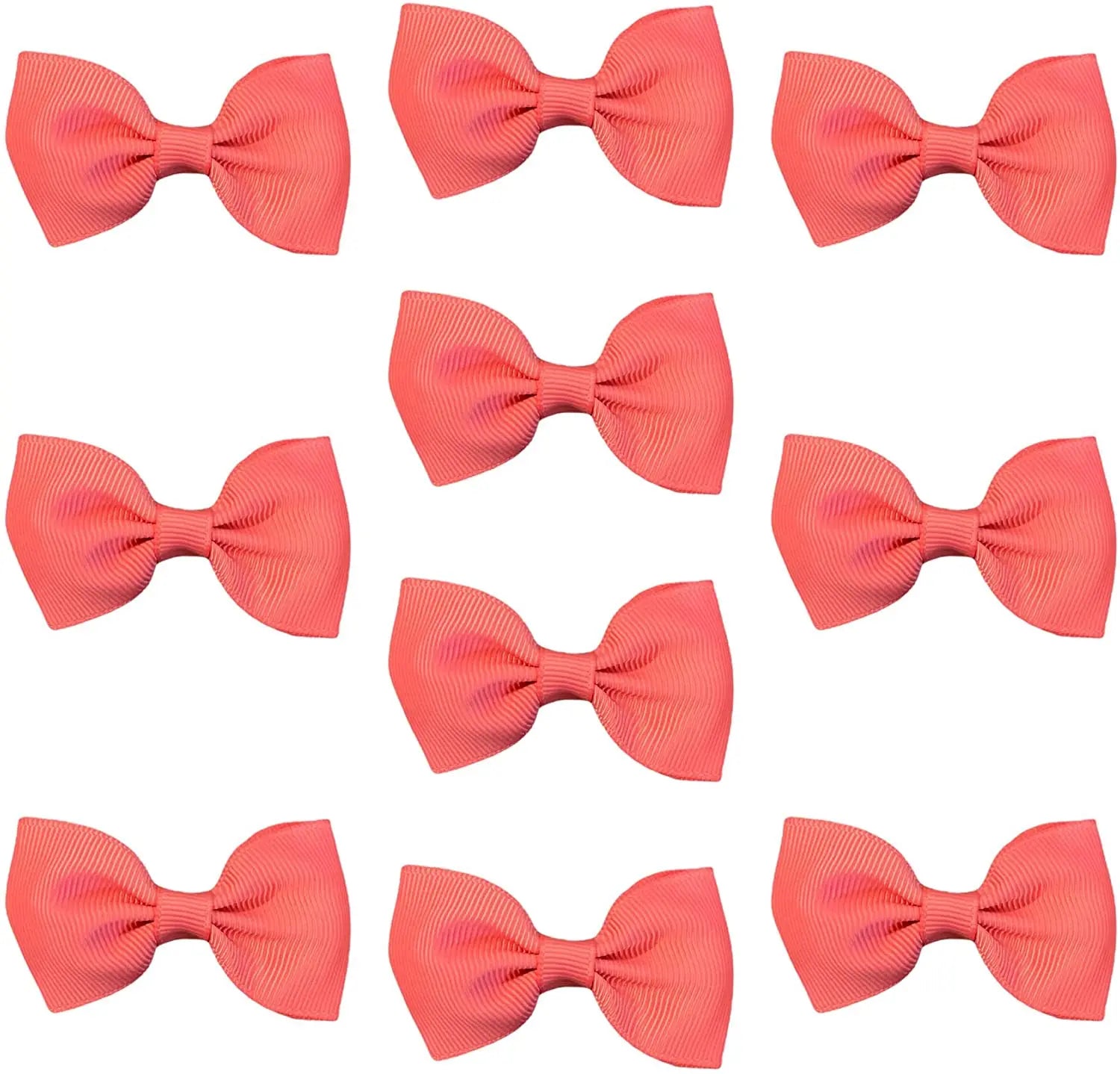 Hair Bows Clips Slides Grips 2.7" inch Solid Vibrant Salmon - Lilium Kids