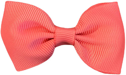 Hair Bows Clips Slides Grips 2.7" inch Solid Vibrant Salmon - Lilium Kids