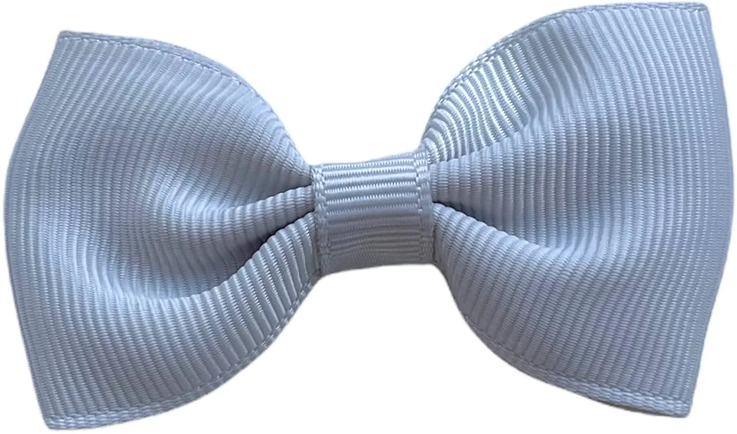 Hair Bows Clips Slides Grips 2.7" inch Solid Vibrant Silver Light Grey - Lilium Kids