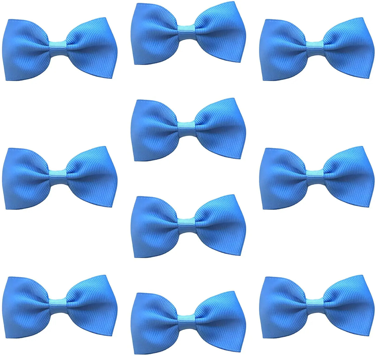 Hair Bows Clips Slides Grips 2.7" inch Solid Vibrant Sky Blue - Lilium Kids