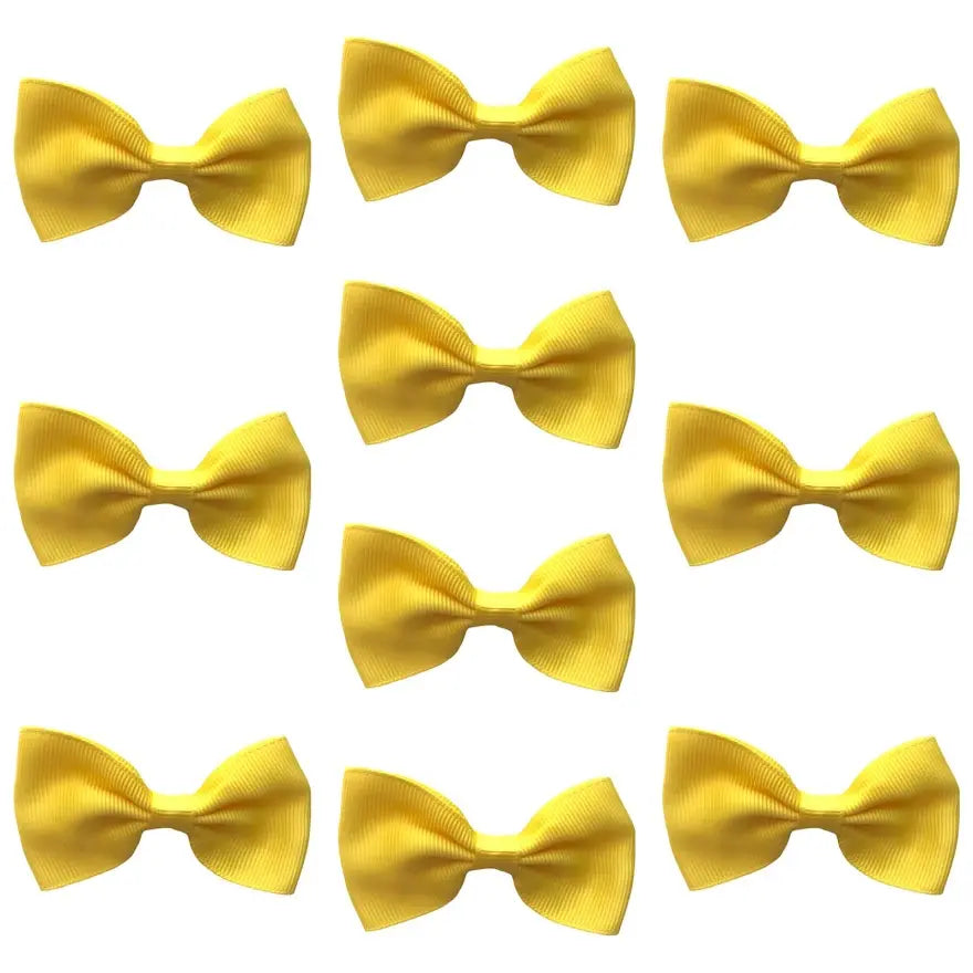 Hair Bows Clips Slides Grips 2.7" inch Solid Vibrant Yellow