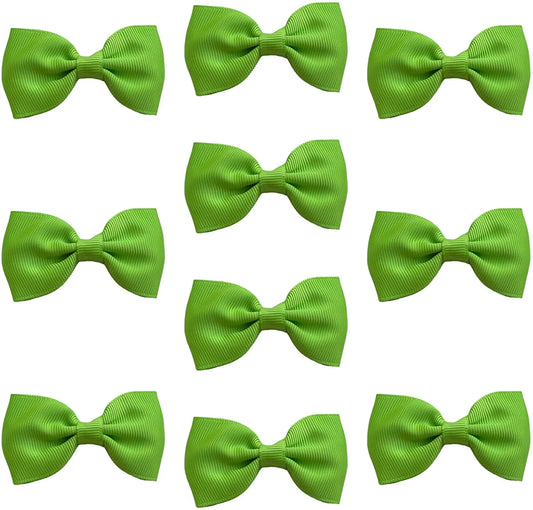 Hair Bows Clips Slides Grips 2.7" inch Vibrant Apple Green - Lilium Kids