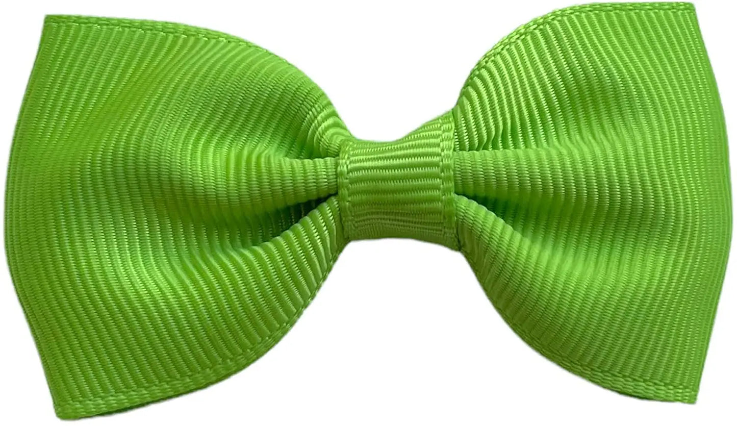 Hair Bows Clips Slides Grips 2.7" inch Vibrant Apple Green - Lilium Kids