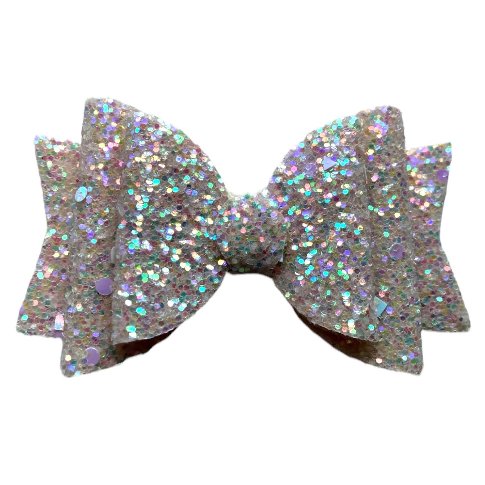 Handmade Glitter Hair Bows Clips Premium Large Sparkly Shimmer Glitter - 3.5