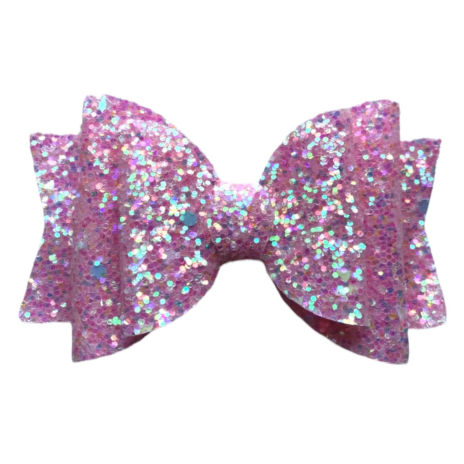 Handmade Glitter Hair Bows Clips Premium Large Sparkly Shimmer Glitter - 3.5