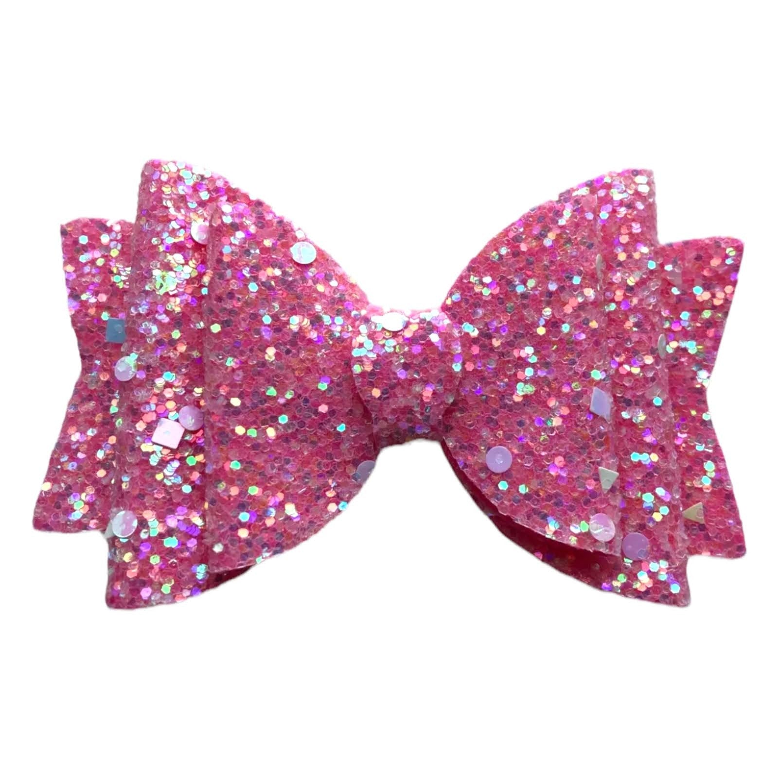 Handmade Glitter Hair Bows Clips Premium Large Sparkly Shimmer Glitter - 3.5