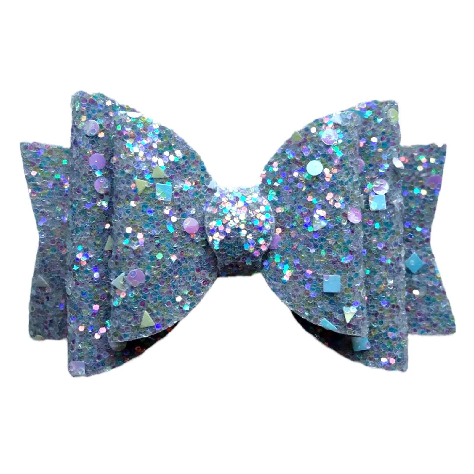 Handmade Glitter Hair Bows Clips Premium Large Sparkly Shimmer Glitter - 3.5