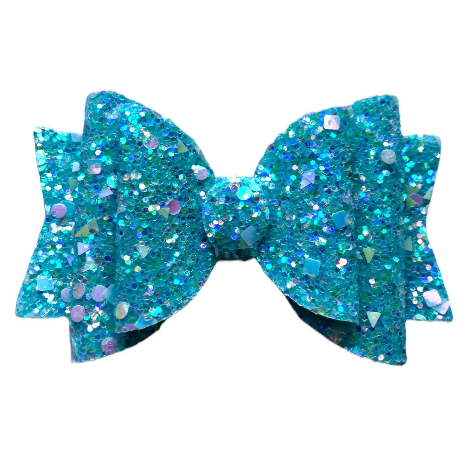 Handmade Glitter Hair Bows Clips Premium Large Sparkly Shimmer Glitter - 3.5