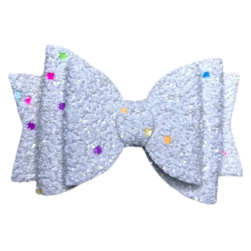 Handmade Glitter Hair Bows Clips Premium Large Sparkly Shimmer Glitter - 3.5