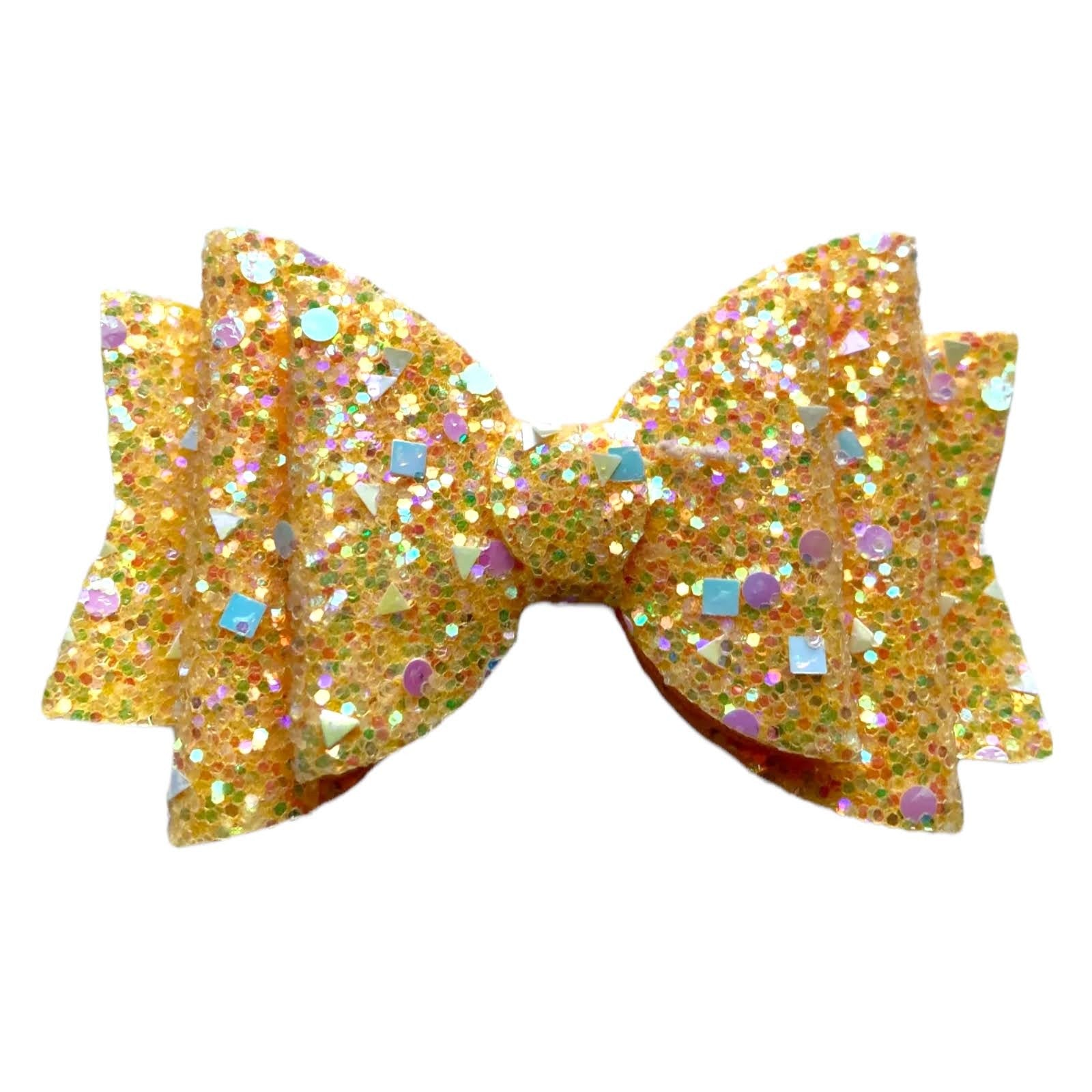 Handmade Glitter Hair Bows Clips Premium Large Sparkly Shimmer Glitter - 3.5